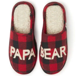 FAMOUS MAKER Men's Papa Bear Buffalo Check Clog Slipper